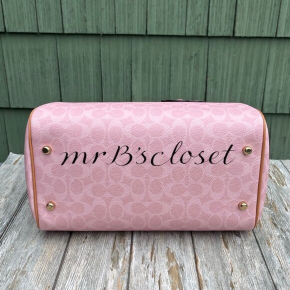 Coach Rowan Large Satchel Bag In Signature Canvas With Charms Powder Pink Purse - Picture 4 of 9